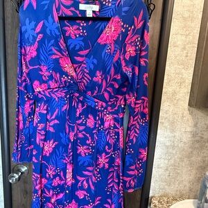 Lilly Pulitzer Vibrant Blue and Pink Floral Dress Romper